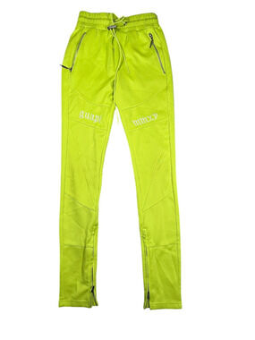 Guapi Pants Mens 28 Zip Hem Moto Skinny Neon Green Track Pants Streetwear Skate